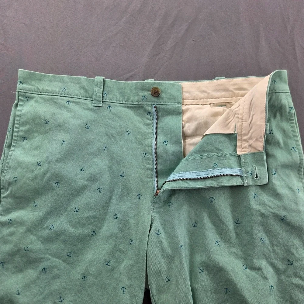 J Crew Men's 35 Green Nautical Anchor Classic Chino Shorts 9